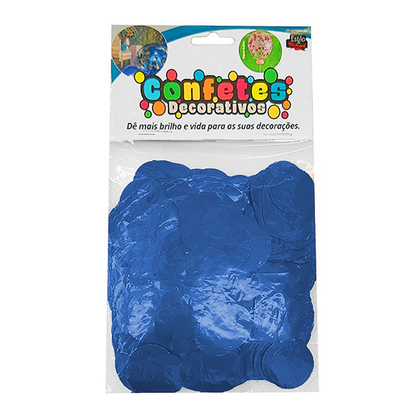 Confete Redondo Metalizado 25g - Azul Royal Dupla Face - Rizzo Embalagens
