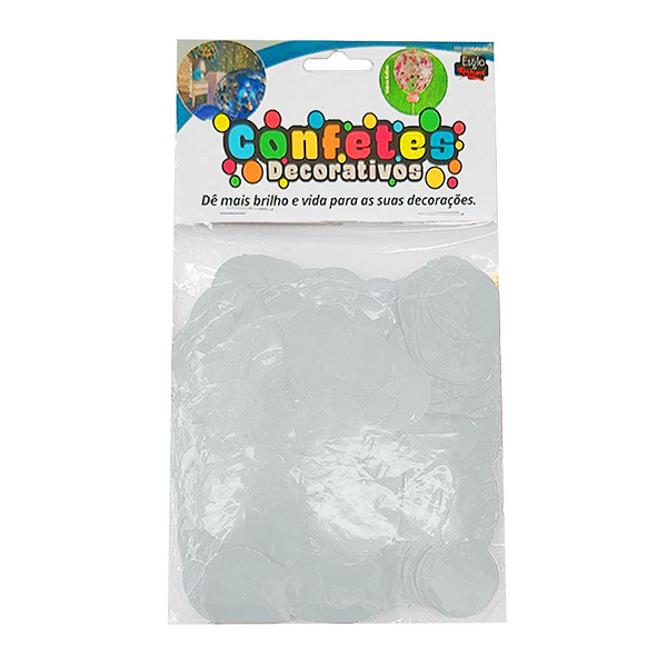 Confete Redondo 25g - Branco Perola Dupla Face - Rizzo Embalagens