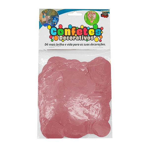 Confete Redondo 25g - Rosa Claro Dupla Face - Rizzo Embalagens