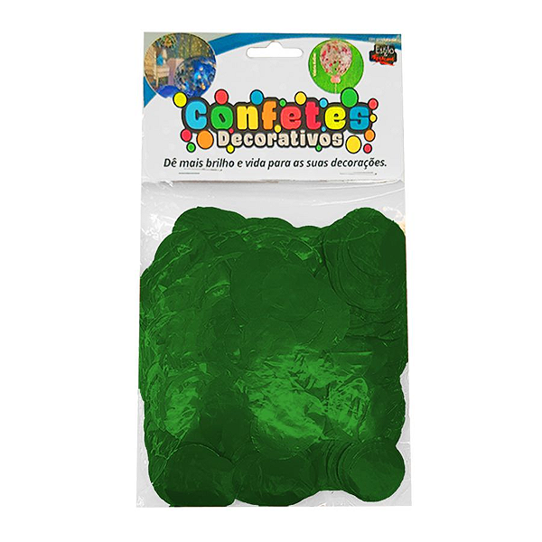 Confete Redondo Metalizado 25g - Verde Dupla Face - Rizzo Embalagens