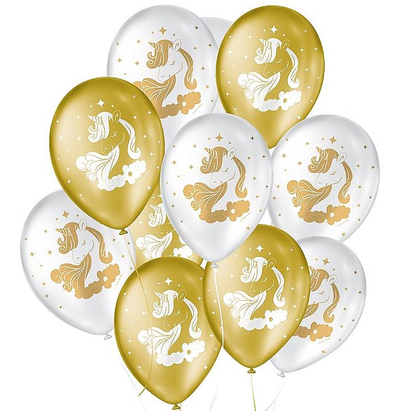 Balão de Festa Decorado Unicórnio Teen - Sortido 9" 23cm - 25 Unidades - São Roque - Rizzo Balões