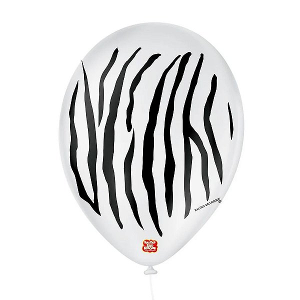 Balão de Festa Decorado Zebra - Branco e preto 9" 23cm - 25 Unidades - São Roque - Rizzo Balões