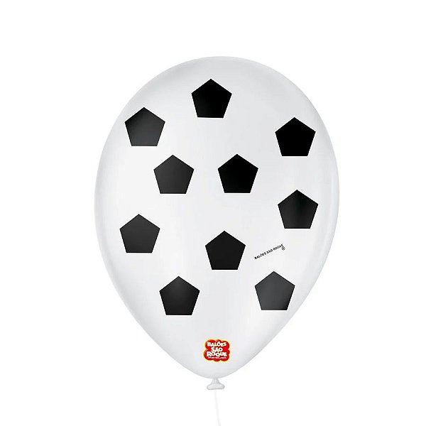 Balão de Festa Látex Decorado - Bola Futebol 9" 23cm - 25 Unidades - São Roque - Rizzo Balões