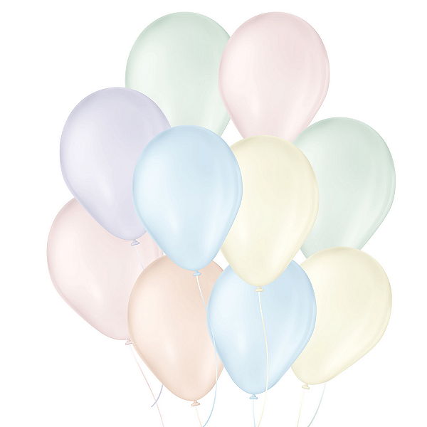 Balão de Festa Látex Candy Colors - Sortido  - 25 Unidades - São Roque - Rizzo Embalagens