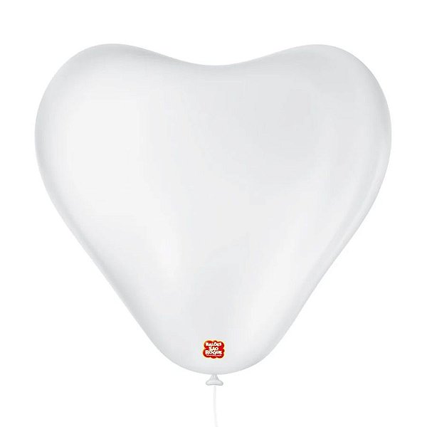 Balão de Festa Látex Coração - Branco - São Roque - Rizzo Embalagens