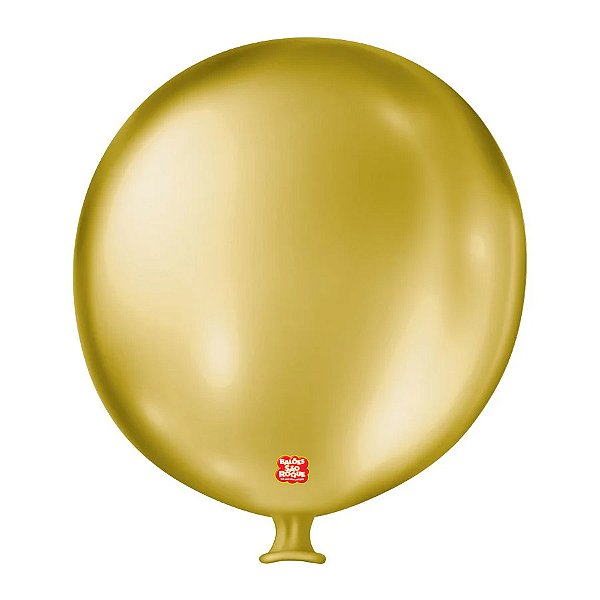 Balão de Festa Látex Gigante Cintilante - Dourado - 01 Unidade - Balões São Roque - Rizzo