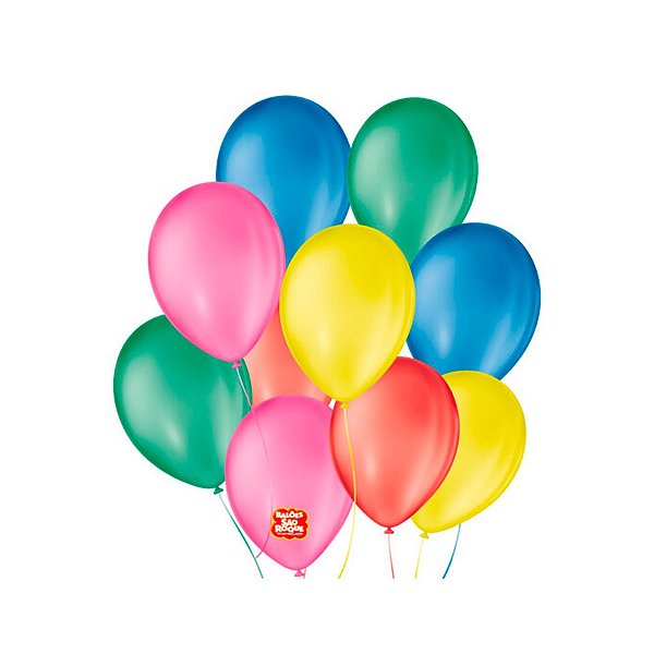 Balão de Festa Látex Liso - Sortido - 50 Unidades - São Roque - Rizzo Balões