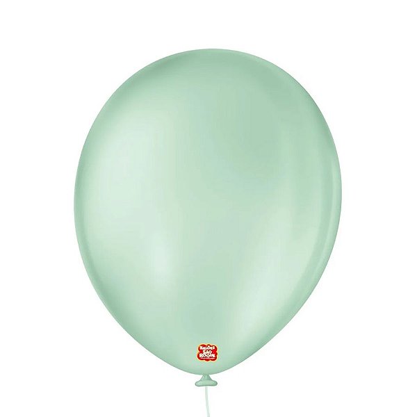 Balão de Festa Látex Liso - Verde Hortelã - 50 Unidades - São Roque - Rizzo Balões