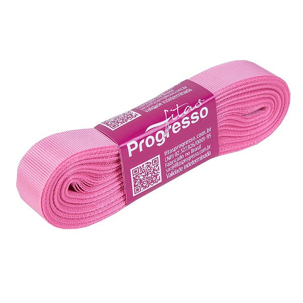 Fita Gorgurão Progresso 15mm nº3 - 10m Cor 240 Rosa Escuro - 01 unidade - Rizzo Embalagens