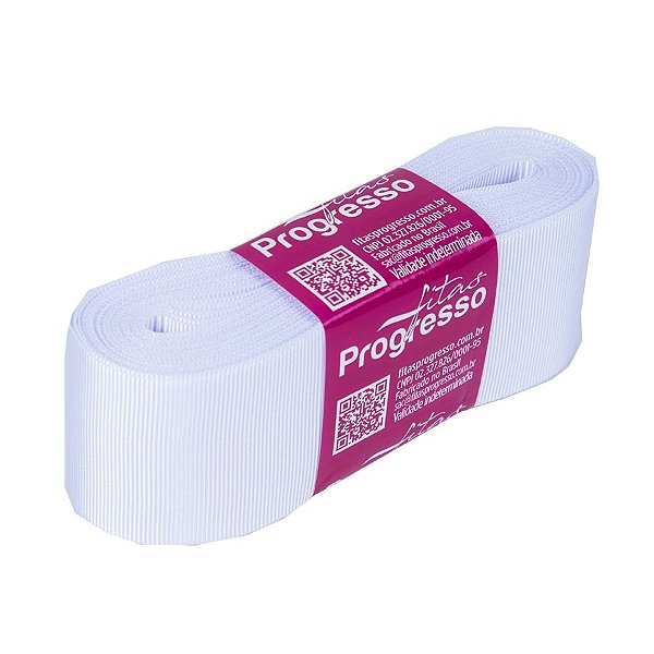 Fita Gorgurão Progresso 38mm nº9 - 10m Cor 201 Branco - 01 unidade - Rizzo Embalagens