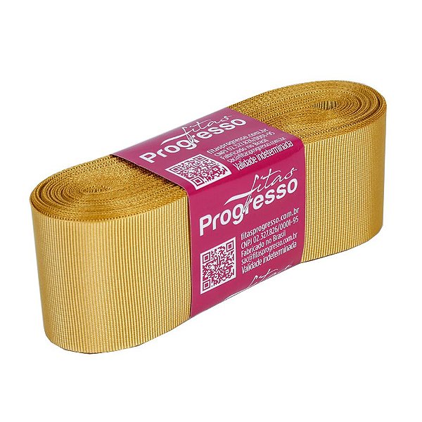 Fita Gorgurão Progresso 38mm nº9 - 10m Cor 228 Ouro - 01 unidade - Rizzo Embalagens
