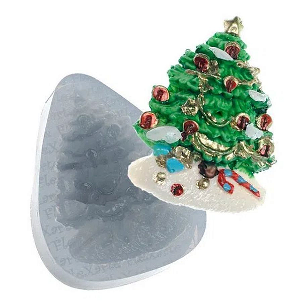 Molde de Silicone Árvore de Natal com Bolinhas Ref. 17 - Flexarte - Rizzo Embalagens