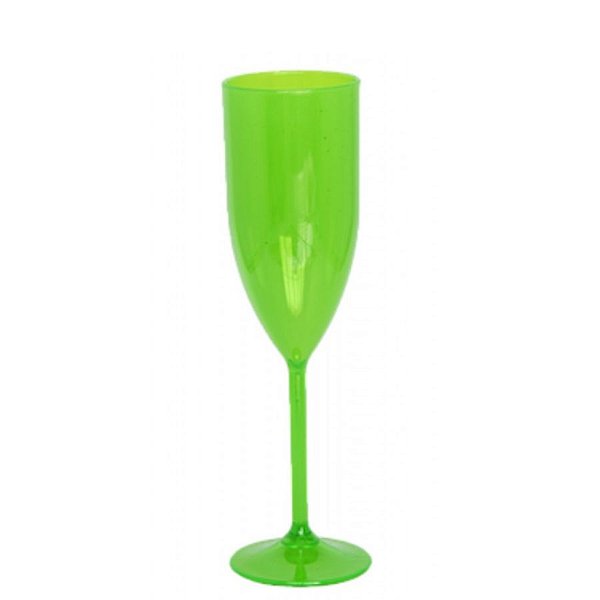 Taça Champanhe Acrílico Verde Neon - 01 Unidade - Rizzo Festas