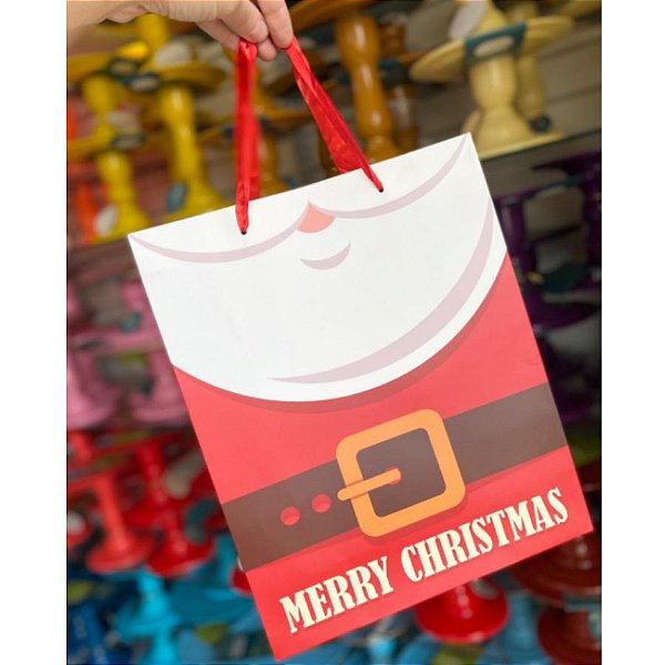 Sacola Decorada Natal M Merry Christmas - 01 unidade - Rizzo Embalagens