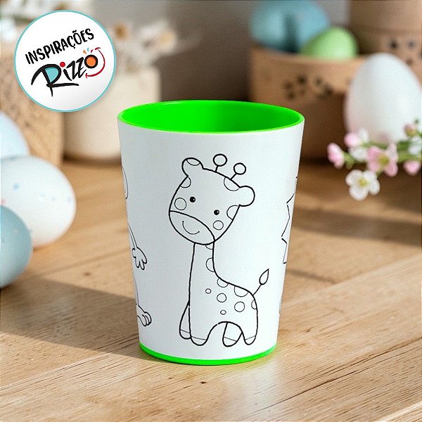 Copo para Colorir Color Cup Floresta - Verde - 10cm - 1 unidade - Rizzo
