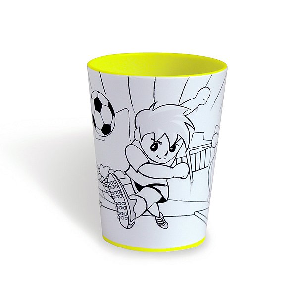 Copo para Colorir Color Cup Futebol - Amarelo - 10cm - 1 unidade - Rizzo