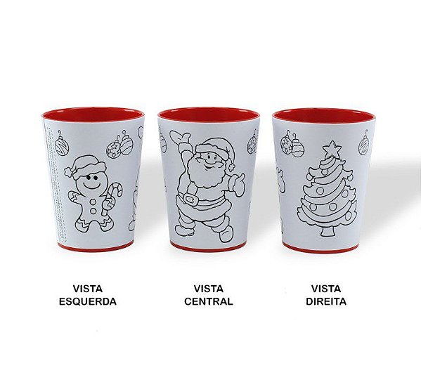 Copo para Colorir Color Cup Natal - Vermelho - 10cm - 1 unidade - Rizzo