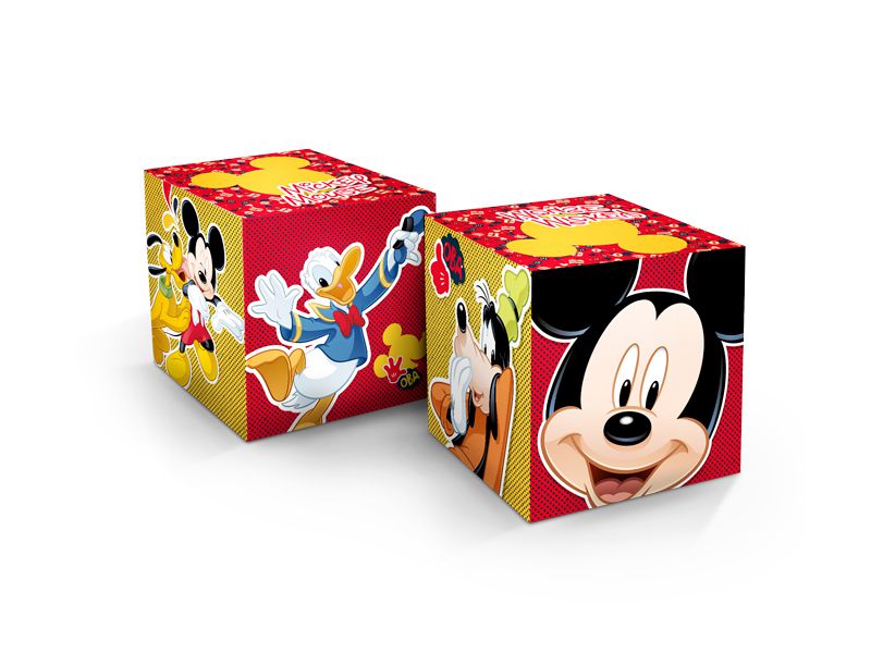 Cubo Decorativa Festa Mickey Mouse - 03 unidades - Regina - Rizzo Festas