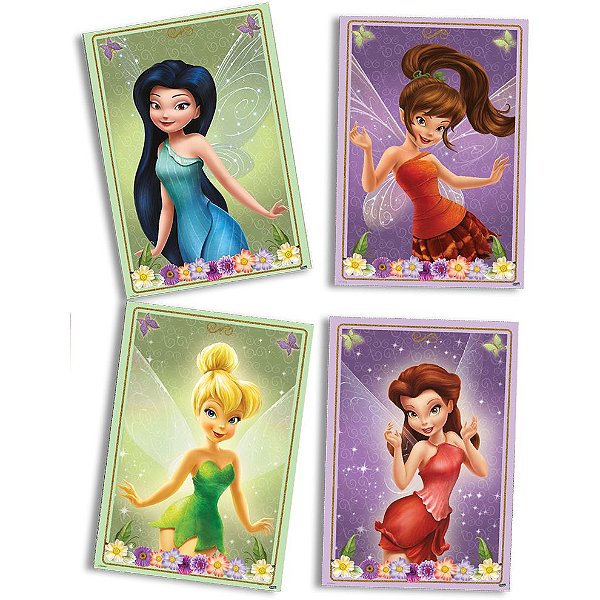 Quadro Decorativo Festa Festa Fadas Disney - 04 unidades - Festcolor - Rizzo Festas