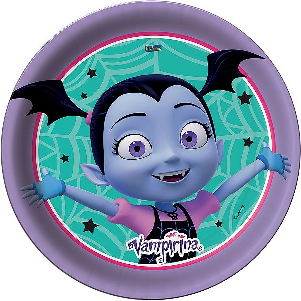 Prato Redondo Festa Vampirina 18cm - 08 unidades - Festcolor - Rizzo Festas