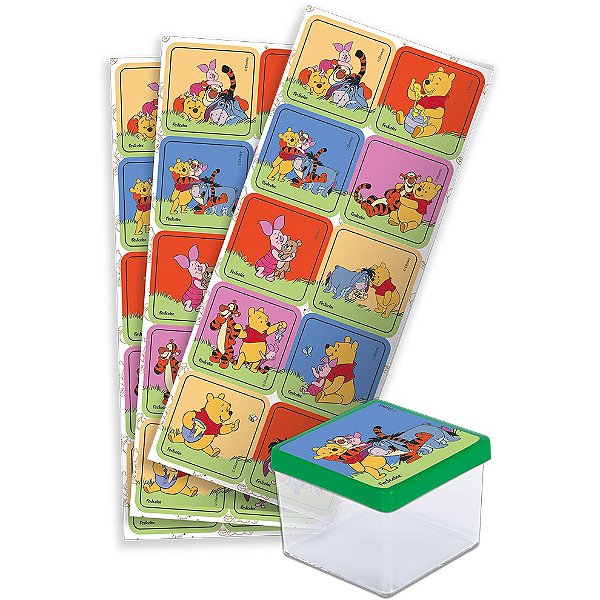 Adesivo Quadrado Festa Pooh e sua Turma  - 30 unidades - Festcolor - Rizzo Festas