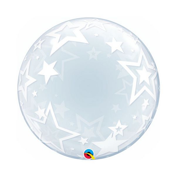 Balão de Festa Deco Bubble 24" - Estrelas Elegantes - 01 Unidade - Qualatex - Rizzo Balões