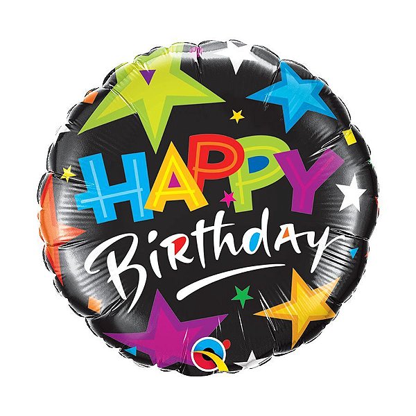 Balão de Festa Bubble 18" - Birthday Estrela Brilhante- 01 Unidade - Qualatex - Rizzo Balões