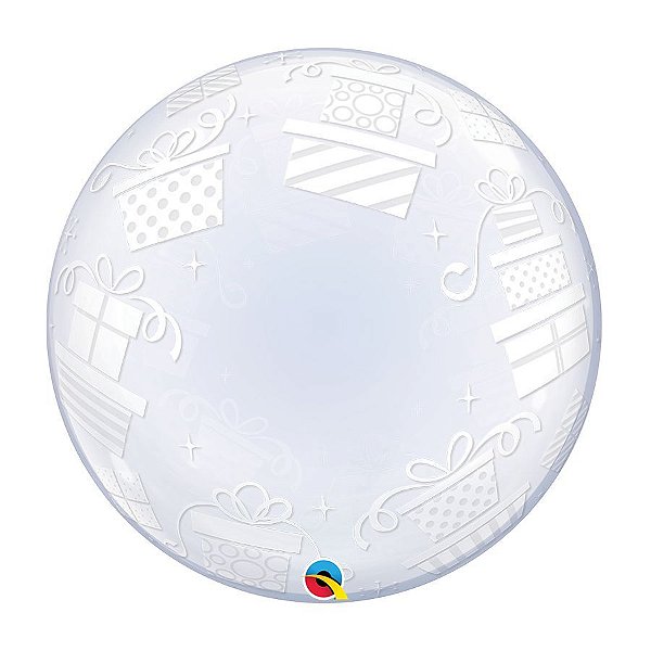 Balão de Festa Bubble Duplo 24" 60cm - Happy Birthday Presentes - 01 Unidade - Qualatex - Rizzo Embalagens