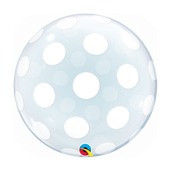 Balão de Festa Bubble Duplo 20" 51cm - Pontos Polka Grandes - 01 Unidade - Qualatex - Rizzo Embalagens