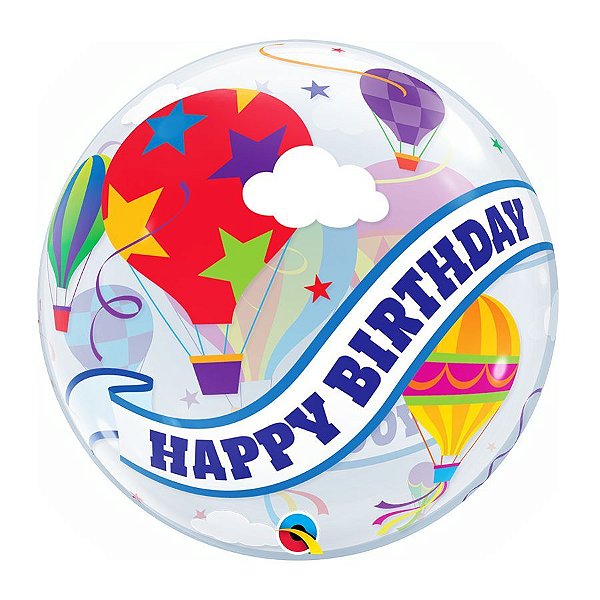 Balão de Festa Bubble 22" 56cm - Happy Birthday to You Balão - 01 Unidade - Qualatex - Rizzo Embalagens
