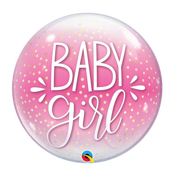 Balão de Festa Bubble 22" 56cm - Baby Girl - 01 Unidade - Qualatex - Rizzo Embalagens