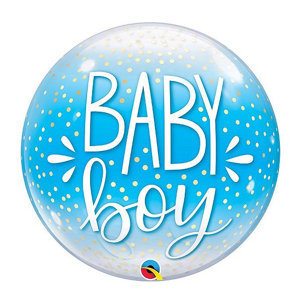 Balão de Festa Bubble 22" 56cm - Baby Boy - 01 Unidade - Qualatex - Rizzo Embalagens