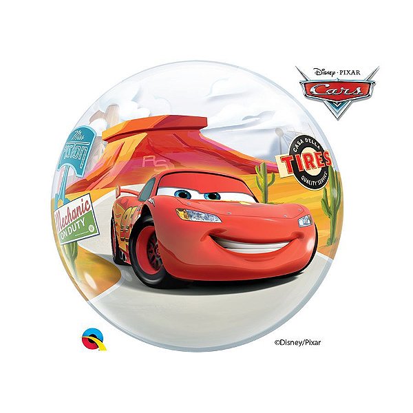 Balão de Festa Bubble 22" 56cm - Cars - 01 Unidade - Qualatex Disney - Rizzo Embalagens