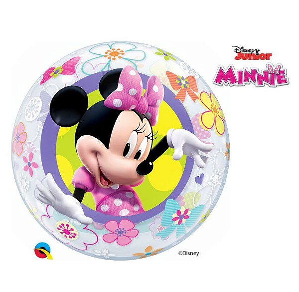 Balão de Festa Bubble 22" 56cm - Minnie Mouse - 01 Unidade - Qualatex Disney - Rizzo Balões