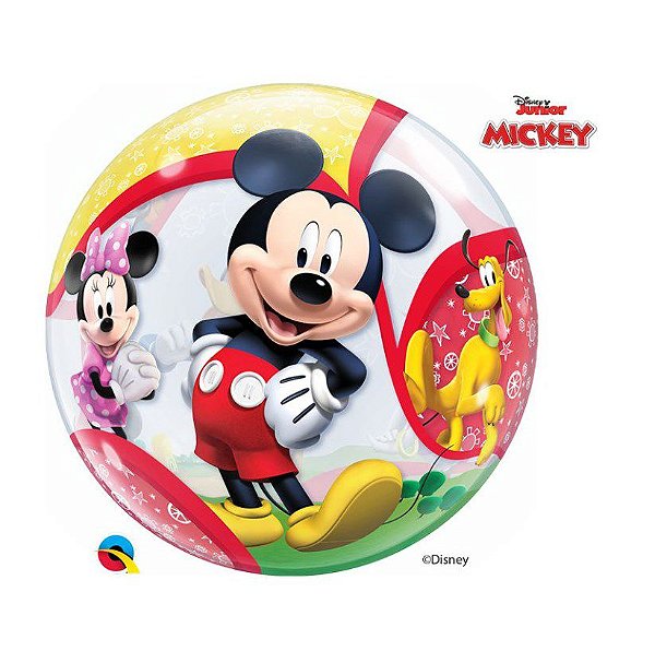 Balão de Festa Bubble 22" 56cm - Mickey e seus Amigos - 01 Unidade - Qualatex Disney - Rizzo Embalagens