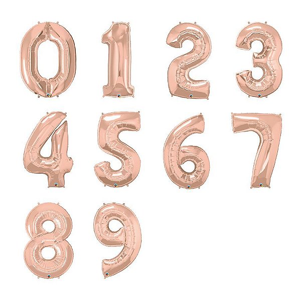 Balão de Festa Microfoil 34" 86cm - Número Rose Gold - 01 Unidade - Qualatex - Rizzo Balões