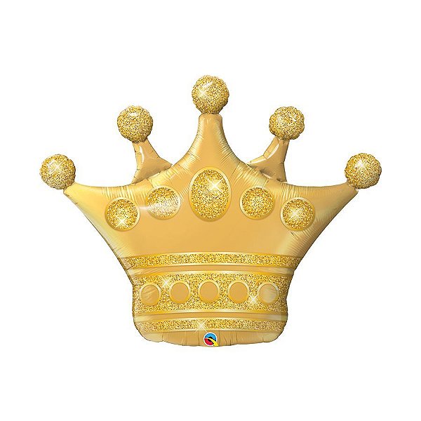 Balão de Festa Microfoil 41" 104cm - Coroa Dourada - 01 Unidade - Qualatex - Rizzo Balões
