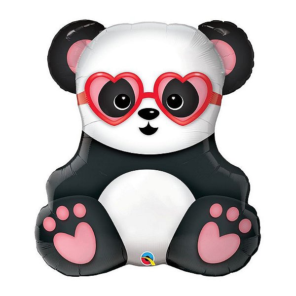 Balão de Festa Microfoil 32" 81cm - Panda Apaixonado - 01 Unidade - Qualatex - Rizzo Balões