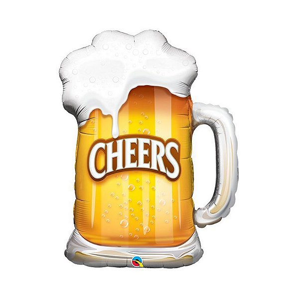 Balão de Festa Microfoil 35" 89cm - Caneca de Cerveja Cheers - 01 Unidade - Qualatex - Rizzo Embalagens