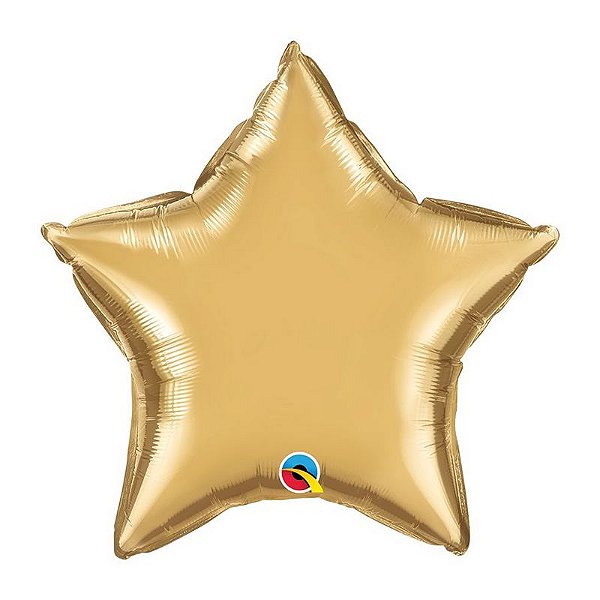Balão de Festa Microfoil 20" 51cm - Estrela Chrome Ouro - 01 Unidade - Qualatex - Rizzo Balões