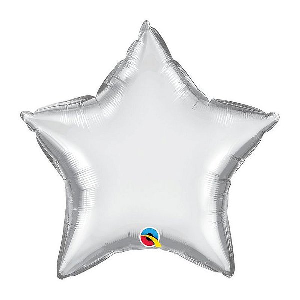 Balão de Festa Microfoil 20" 51cm - Estrela Chrome Prata - 01 Unidade - Qualatex - Rizzo Embalagens