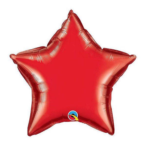 Balão de Festa Microfoil 20" 51cm - Estrela Vermelho Rubi - 01 Unidade - Qualatex - Rizzo Embalagens