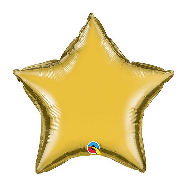 Balão de Festa Microfoil 20" 51cm - Estrela Ouro Metálico - 01 Unidade - Qualatex - Rizzo Balões