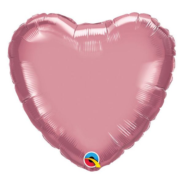 Balão de Festa Microfoil 18" 45cm - Coração Chrome Malva - 01 Unidade - Qualatex - Rizzo Embalagens