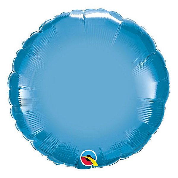 Balão de Festa Microfoil 18" 45cm - Redondo Chrome Azul - 01 Unidade - Qualatex - Rizzo Embalagens