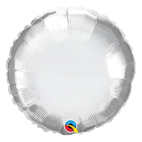 Balão de Festa Microfoil 18" 45cm - Redondo Chrome Prata - 01 Unidade - Qualatex - Rizzo Embalagens