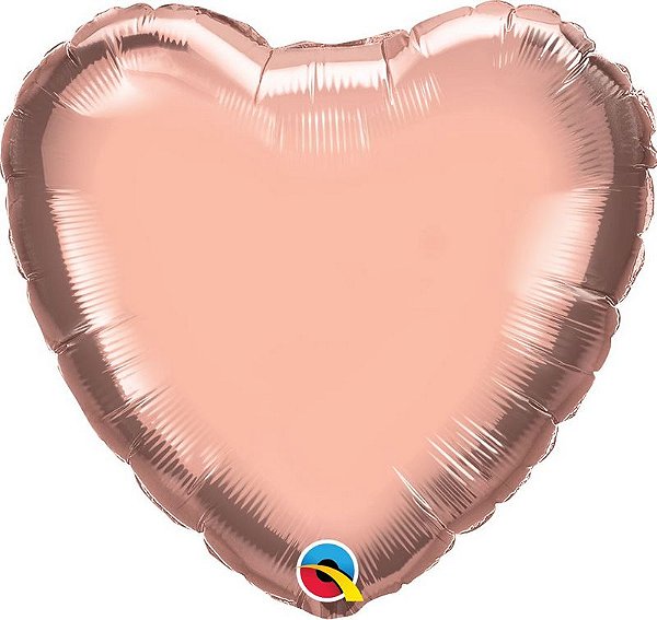 Balão de Festa Microfoil 18" 45cm - Coração Rose Gold Metalizado - 01 Unidade - Qualatex - Rizzo Balões