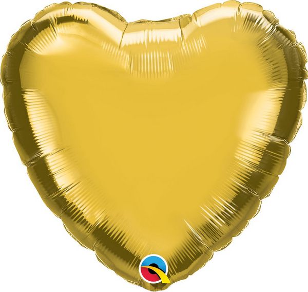 Balão de Festa Microfoil 18" 45cm - Coração Ouro Metálico - 01 Unidade - Qualatex - Rizzo Balões