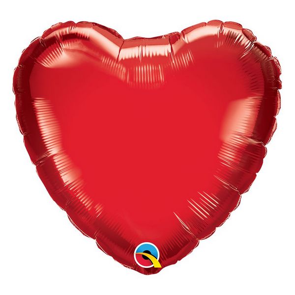 Balão de Festa Microfoil 18" 45cm - Coração Vermelho Rubi - 01 Unidade - Qualatex - Rizzo Embalagens