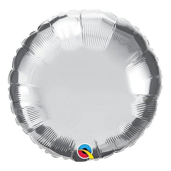 Balão de Festa Microfoil 18" 45cm - Redondo Prata Metalizado - 01 Unidade - Qualatex - Rizzo Embalagens